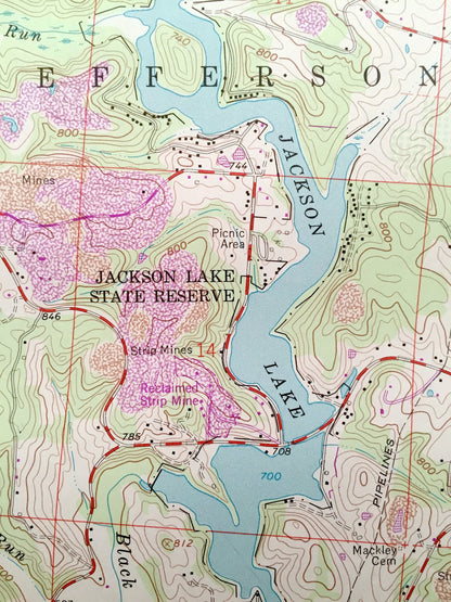 Antique Oak Hill, Ohio 1961 US Geological Survey Topographic Map – Jackson County, Franklin, Jefferson, Madison, Bloomfield, Pyro, Lake, OH