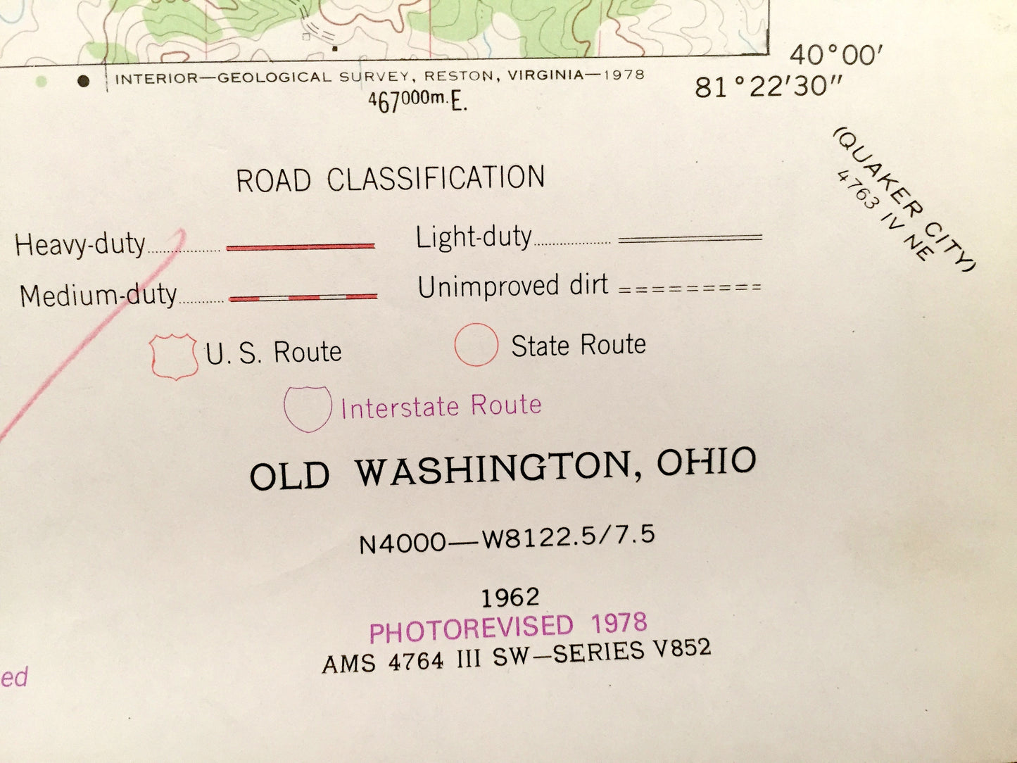 Antique Old Washington, Ohio 1962 US Geological Survey Topographic Map – Jefferson, Madison, Wills, Center, Elizabethtown, Easton, Winterset