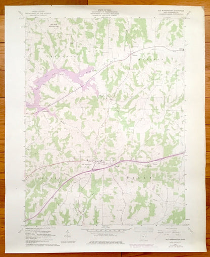 Antique Old Washington, Ohio 1962 US Geological Survey Topographic Map – Jefferson, Madison, Wills, Center, Elizabethtown, Easton, Winterset