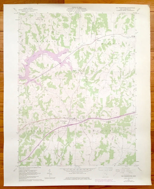 Antique Old Washington, Ohio 1962 US Geological Survey Topographic Map – Jefferson, Madison, Wills, Center, Elizabethtown, Easton, Winterset