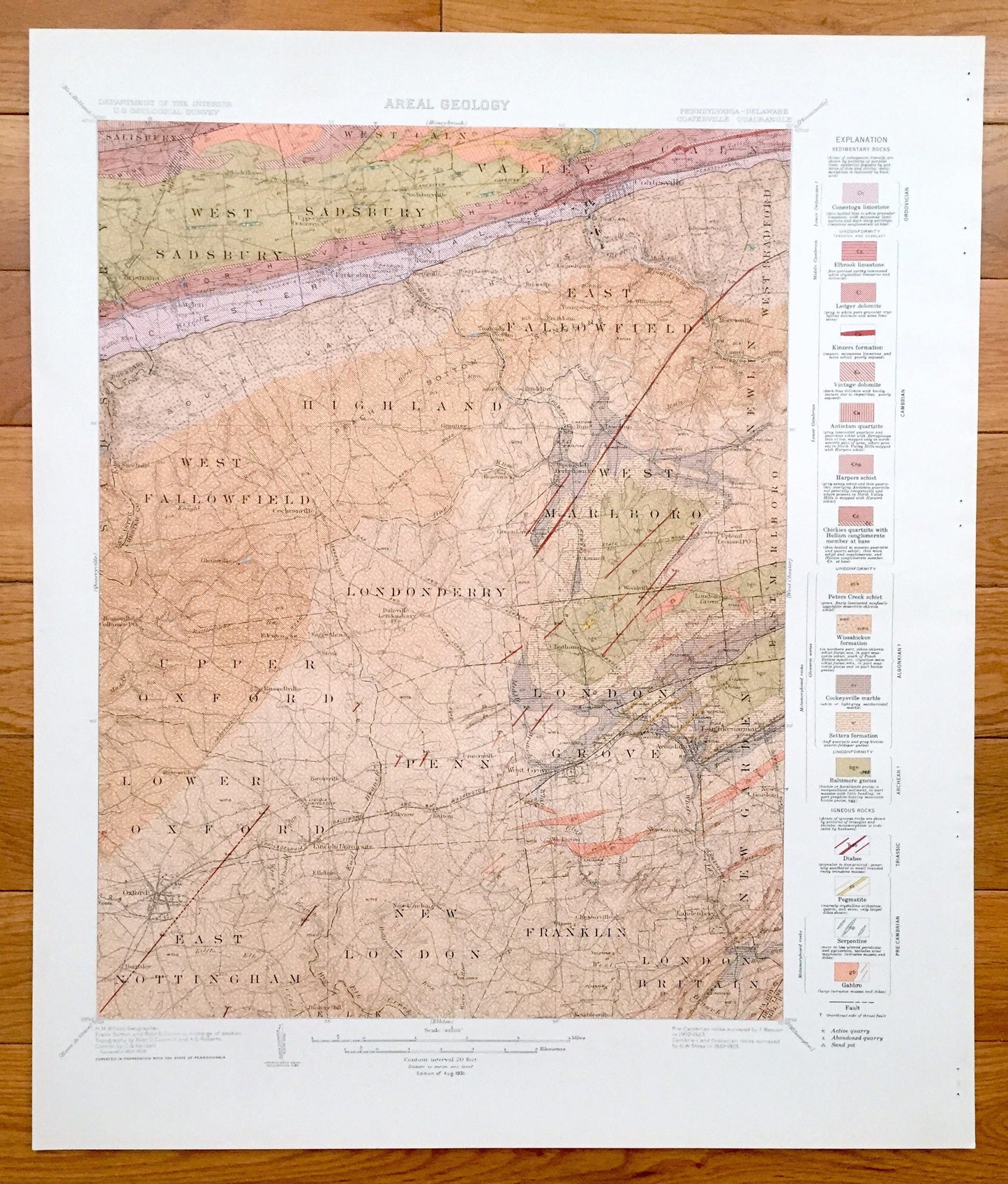 Antique Coatesville, Pennsylvania 1931 US Geological Survey Topographic Map – Oxford, Westgrove, Parkesburg, Lincoln Univ, Chester County