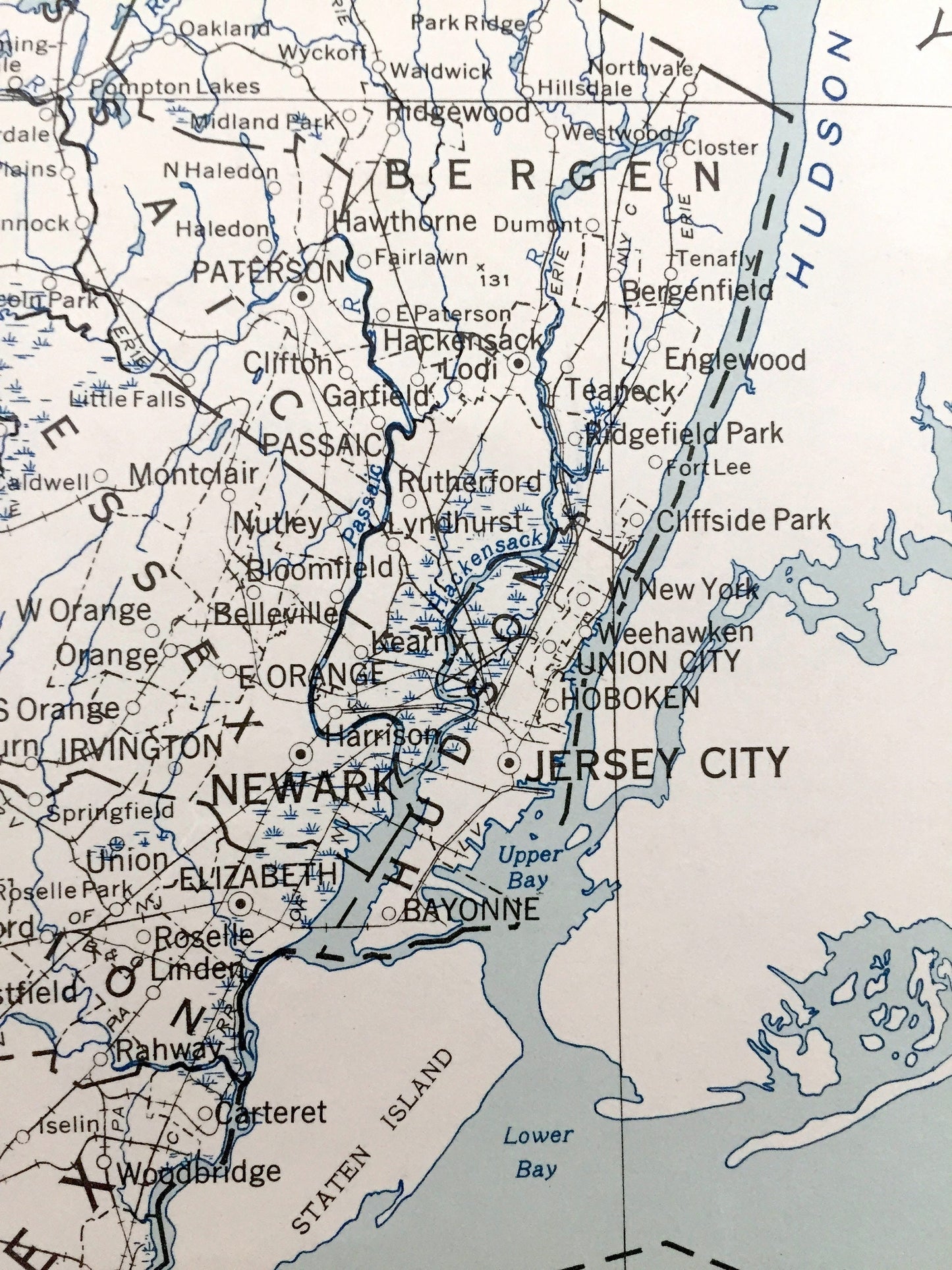 Antique New Jersey State 1948 US Geological Survey Map – Warren, Hunterdon, Somerset, Atlantic, Cape May, Ocean, Middlesex, Union, Essex, NJ