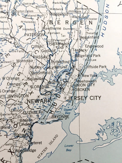 Antique New Jersey State 1948 US Geological Survey Map – Warren, Hunterdon, Somerset, Atlantic, Cape May, Ocean, Middlesex, Union, Essex, NJ