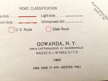 Antique Gowanda, New York 1963 US Geological Survey Topographic Map – Dayton, Collins, Perrysburg, Persia, Otto, Bagdad, Markhams, NY