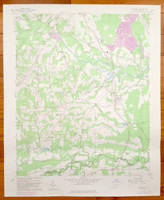 Antique Bunnlevel, North Carolina 1956 US Geological Survey Topographic Map – Senter, Harnet, Linden, Fonville, Walkertown, Harnett County