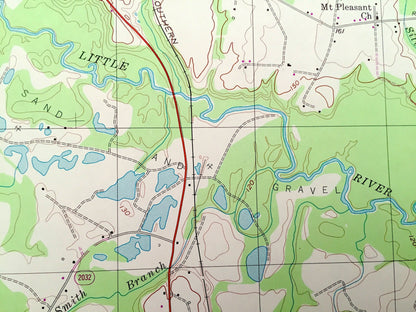 Antique Bunnlevel, North Carolina 1956 US Geological Survey Topographic Map – Senter, Harnet, Linden, Fonville, Walkertown, Harnett County