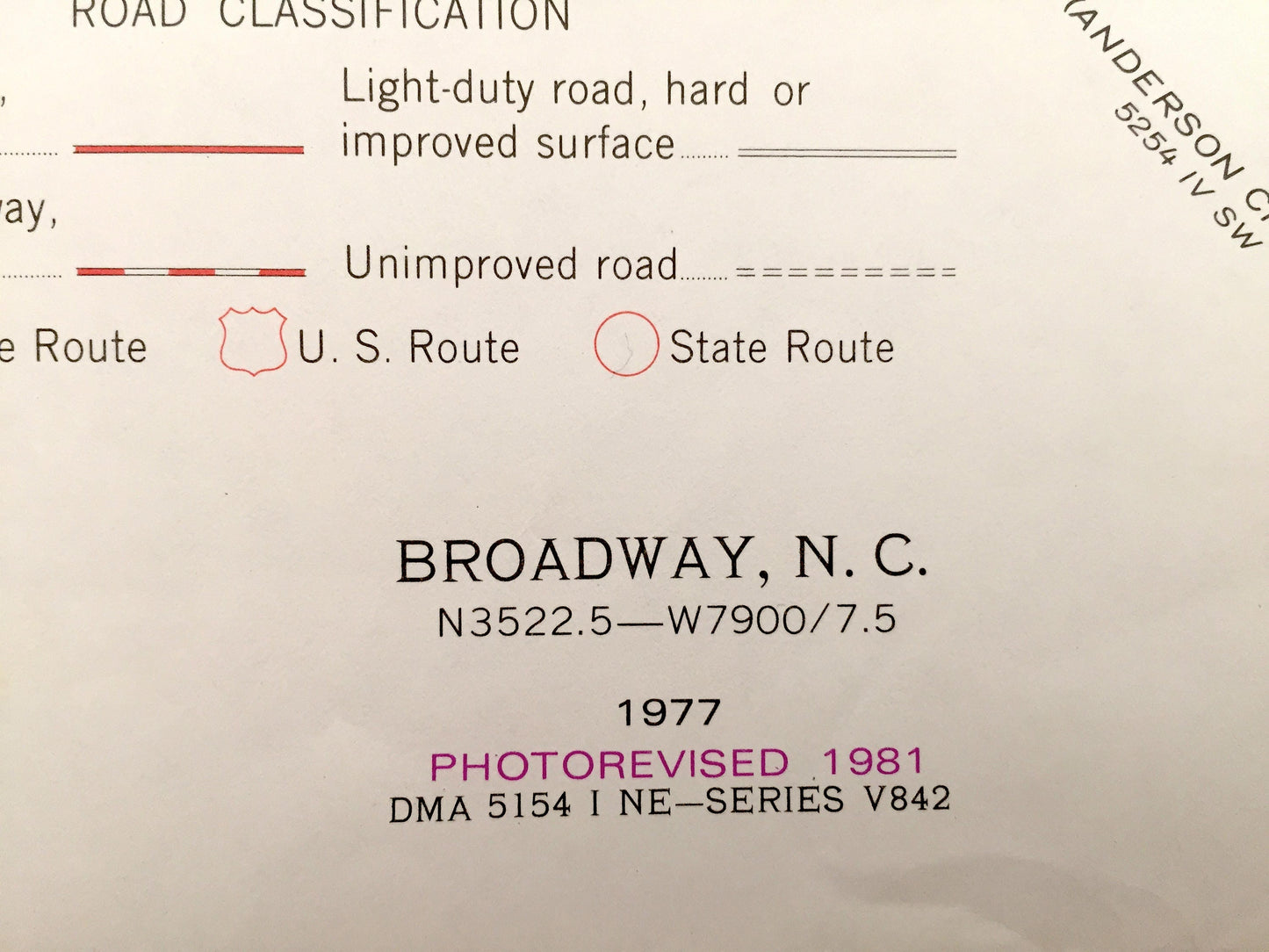 Antique Broadway, North Carolina 1977 US Geological Survey Topographic Map – Swann, Seminole, Ryes, Harnett, Lee County, Lake Trace, NC