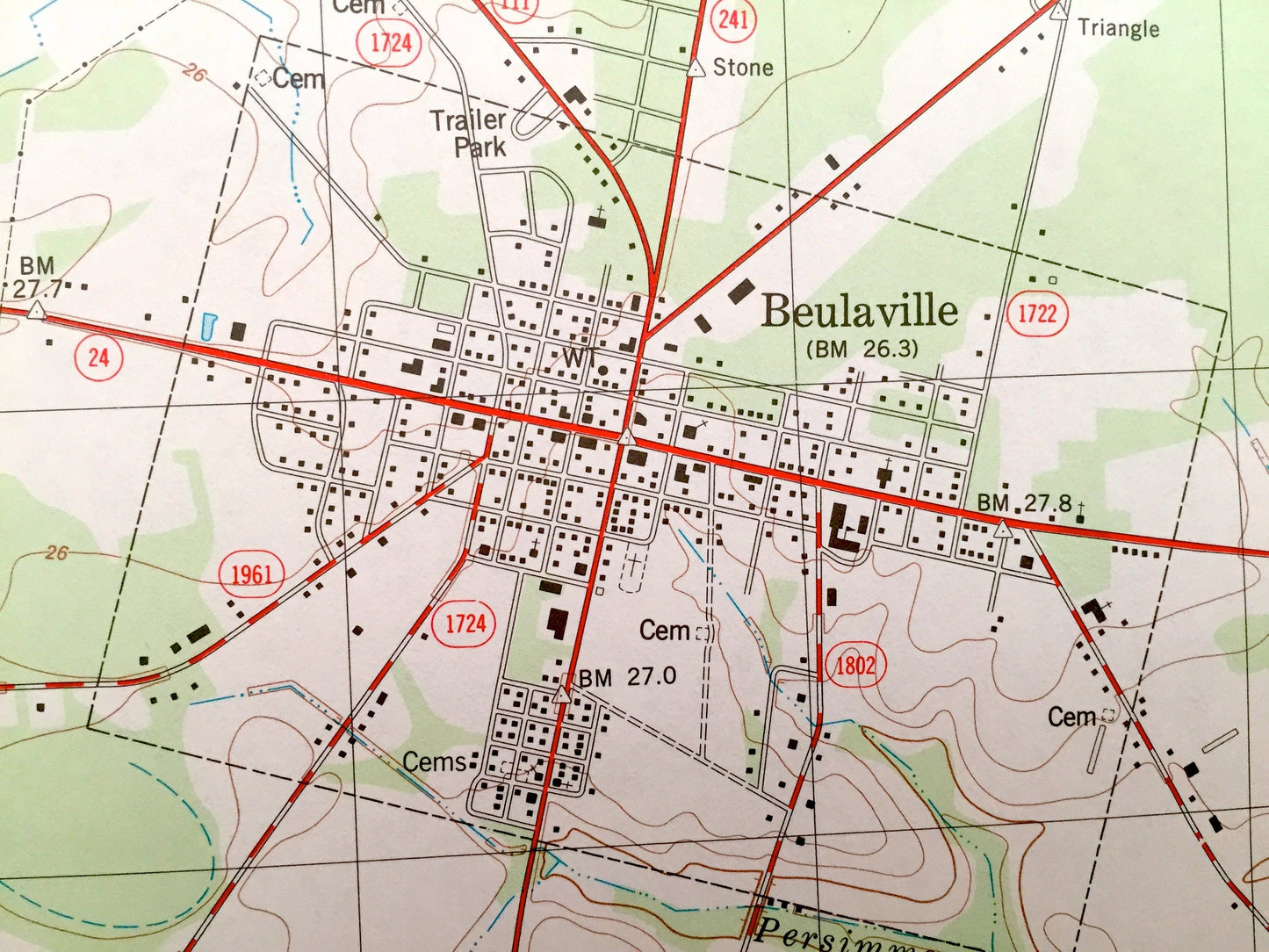 Antique Beulaville, North Carolina 1981 US Geological Survey Topographic Map – Hallsville, Sarecta, Cabin, Jacksons Crossroads, Catherine Sq