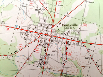Antique Beulaville, North Carolina 1981 US Geological Survey Topographic Map – Hallsville, Sarecta, Cabin, Jacksons Crossroads, Catherine Sq