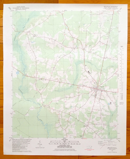 Antique Beulaville, North Carolina 1981 US Geological Survey Topographic Map – Hallsville, Sarecta, Cabin, Jacksons Crossroads, Catherine Sq
