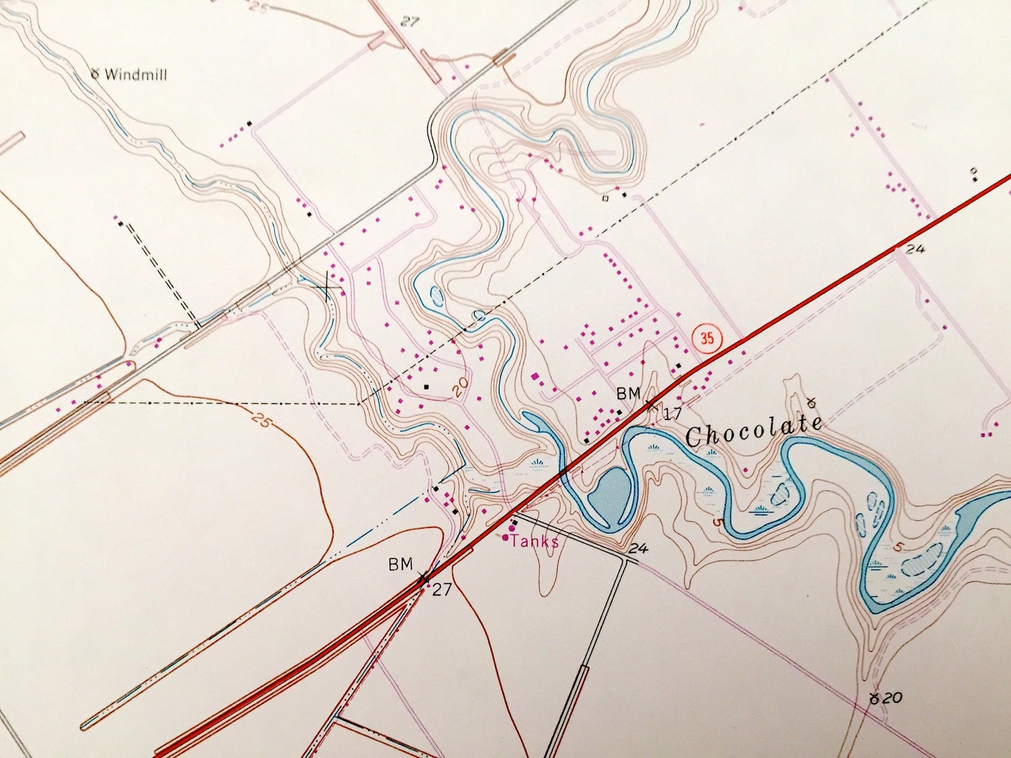 Antique Port Lavaca, Texas 1952 US Geological Survey Topographic Map – Chocolate Bayou, Chocolate Bay, Calhoun County