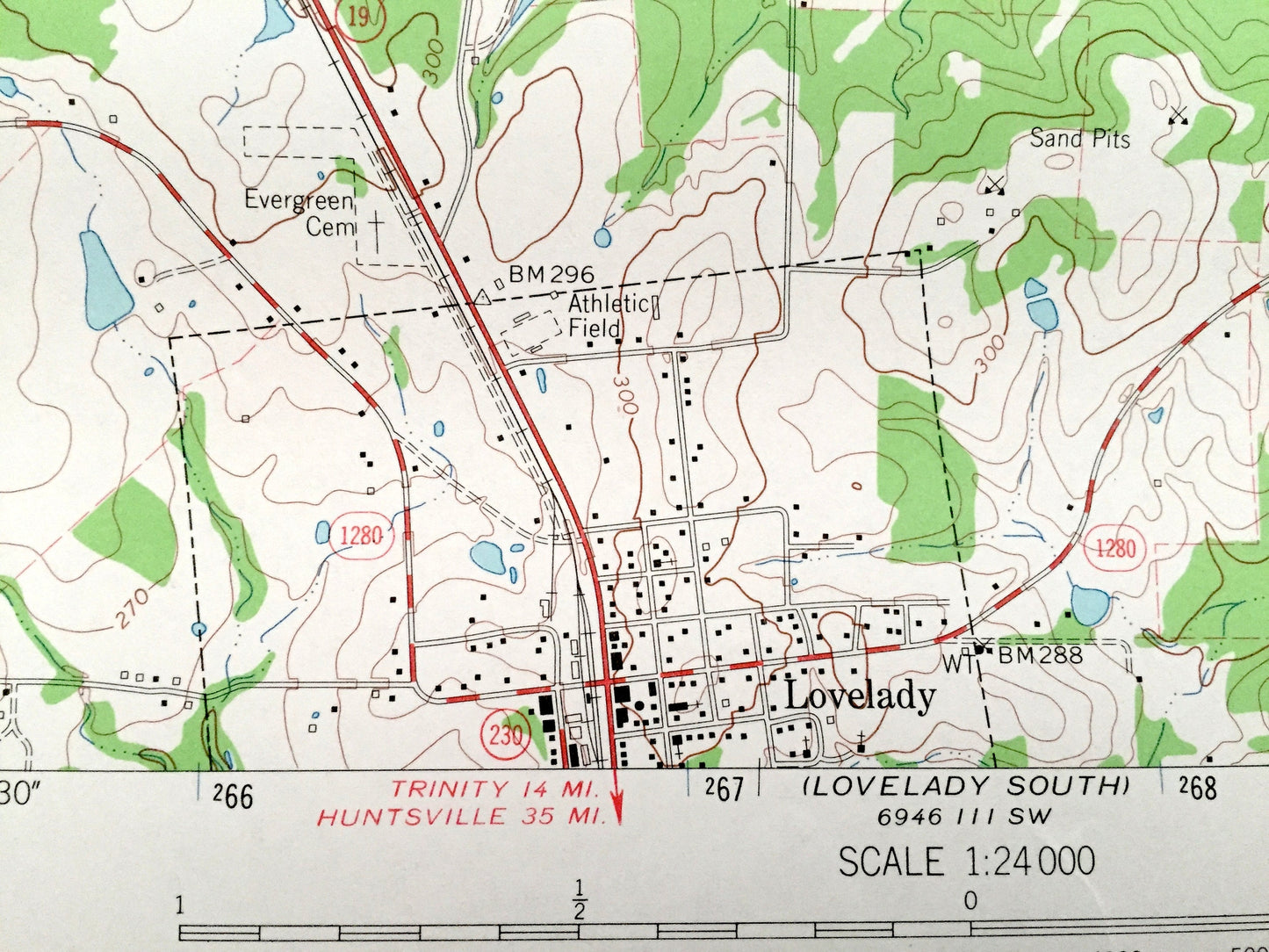 Antique Lovelady, Texas 1963 US Geological Survey Topographic Map – Smith Grove, Cut, Missouri Pacific Railroad, Houston County