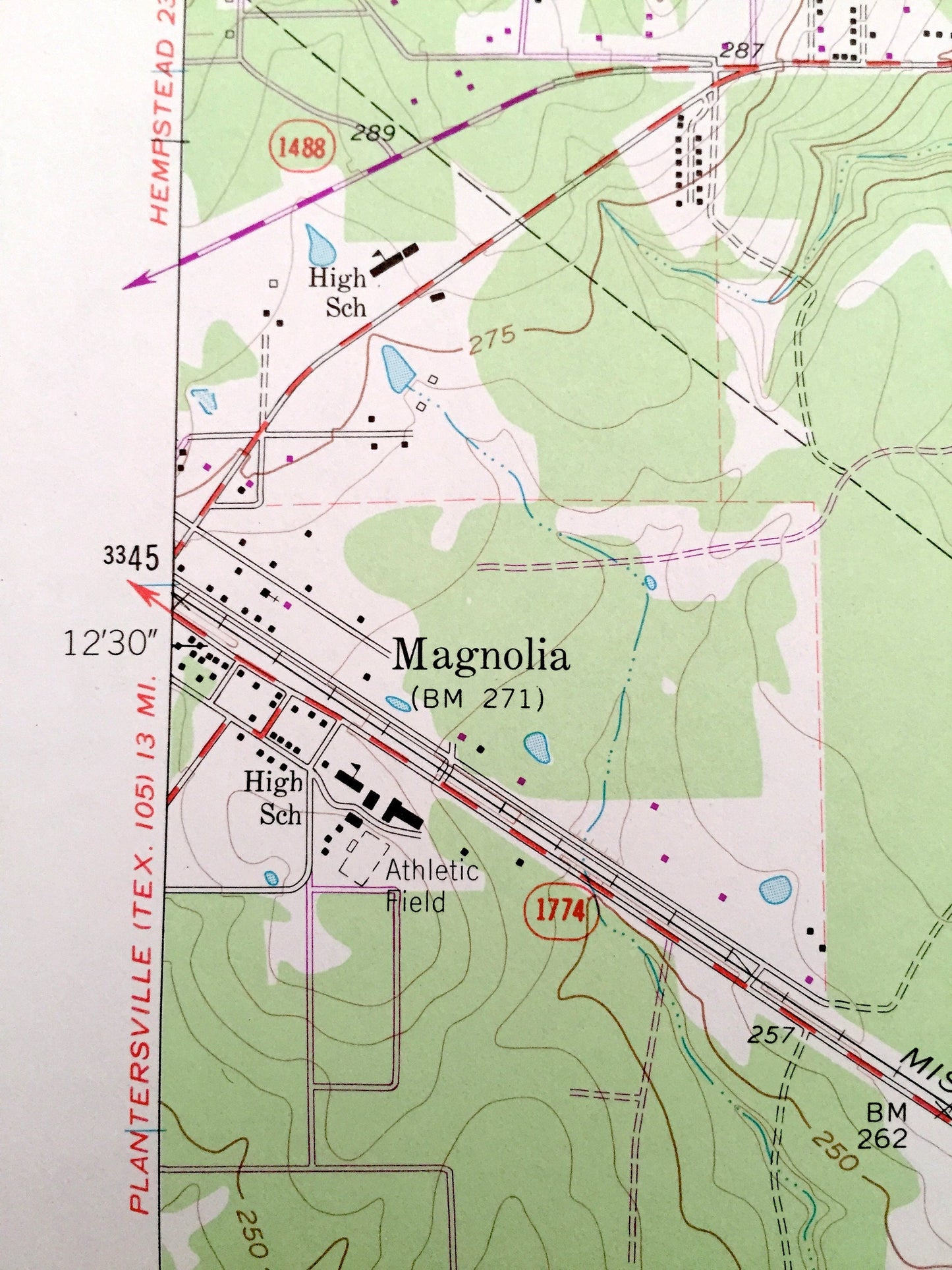 Antique Magnolia East, Texas 1962 US Geological Survey Topographic Map – Decker Prairie, Pinehurst, Mostyn, Ventura, Stagecoach, Karen