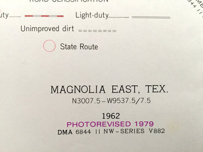 Antique Magnolia East, Texas 1962 US Geological Survey Topographic Map – Decker Prairie, Pinehurst, Mostyn, Ventura, Stagecoach, Karen