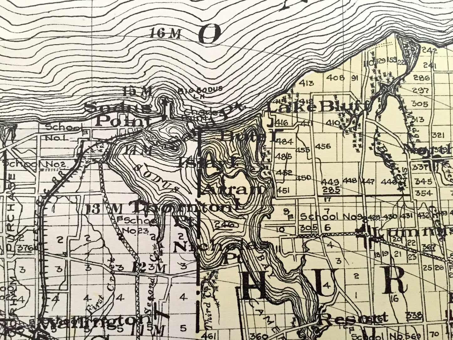 Antique Wayne County, New York 1912 New Century Atlas Map – Lyons, Newark, Palmyra, Macedon, Sodus Point, Pultneyville, Huron, Clyde Rose NY