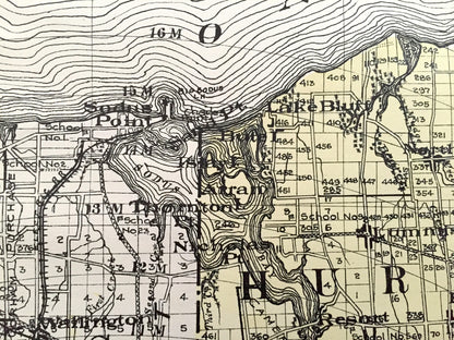 Antique Wayne County, New York 1912 New Century Atlas Map – Lyons, Newark, Palmyra, Macedon, Sodus Point, Pultneyville, Huron, Clyde Rose NY