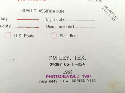Antique Smiley, Texas 1962 US Geological Survey Topographic Map – Gonzales County, Lake Patterson, Sandies Creek, Long Hollow, Wickey Branch