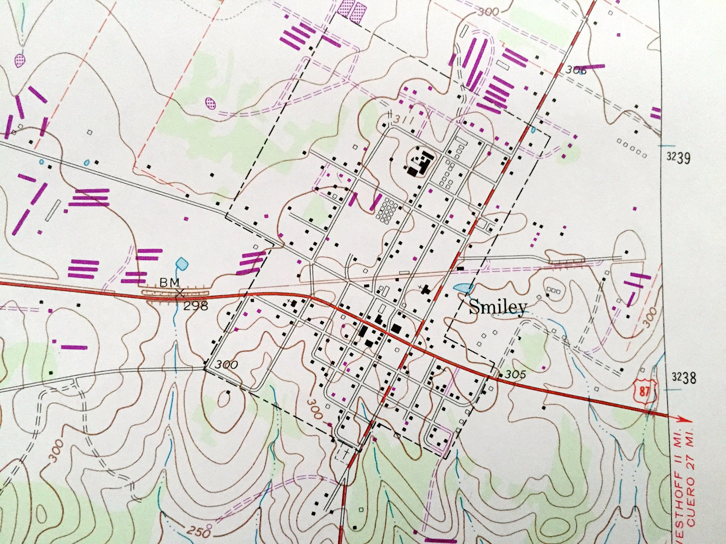 Antique Smiley, Texas 1962 US Geological Survey Topographic Map – Gonzales County, Lake Patterson, Sandies Creek, Long Hollow, Wickey Branch