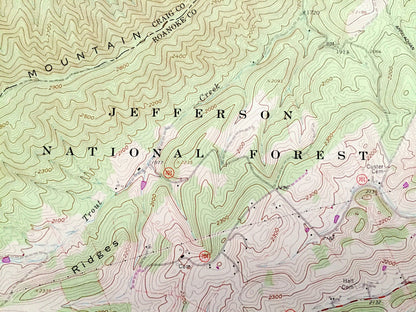 Antique Glenvar, Virginia 1963 US Geological Survey Topographic Map – Jefferson National Forest, Fort Lewis Mountain, Wabun, Roanoke County