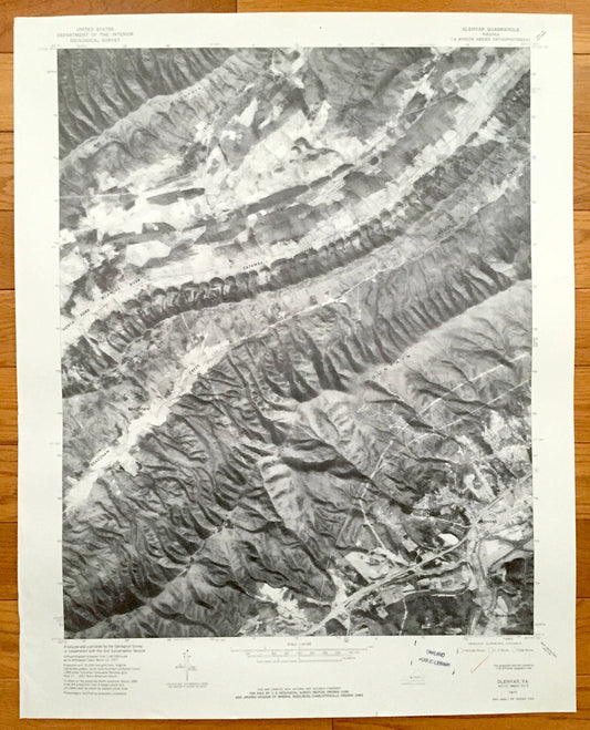 Antique Glenvar, Virginia 1977 US Geological Survey Topographic Map – Jefferson National Forest, Fort Lewis Mountain, Wabun, Roanoke County