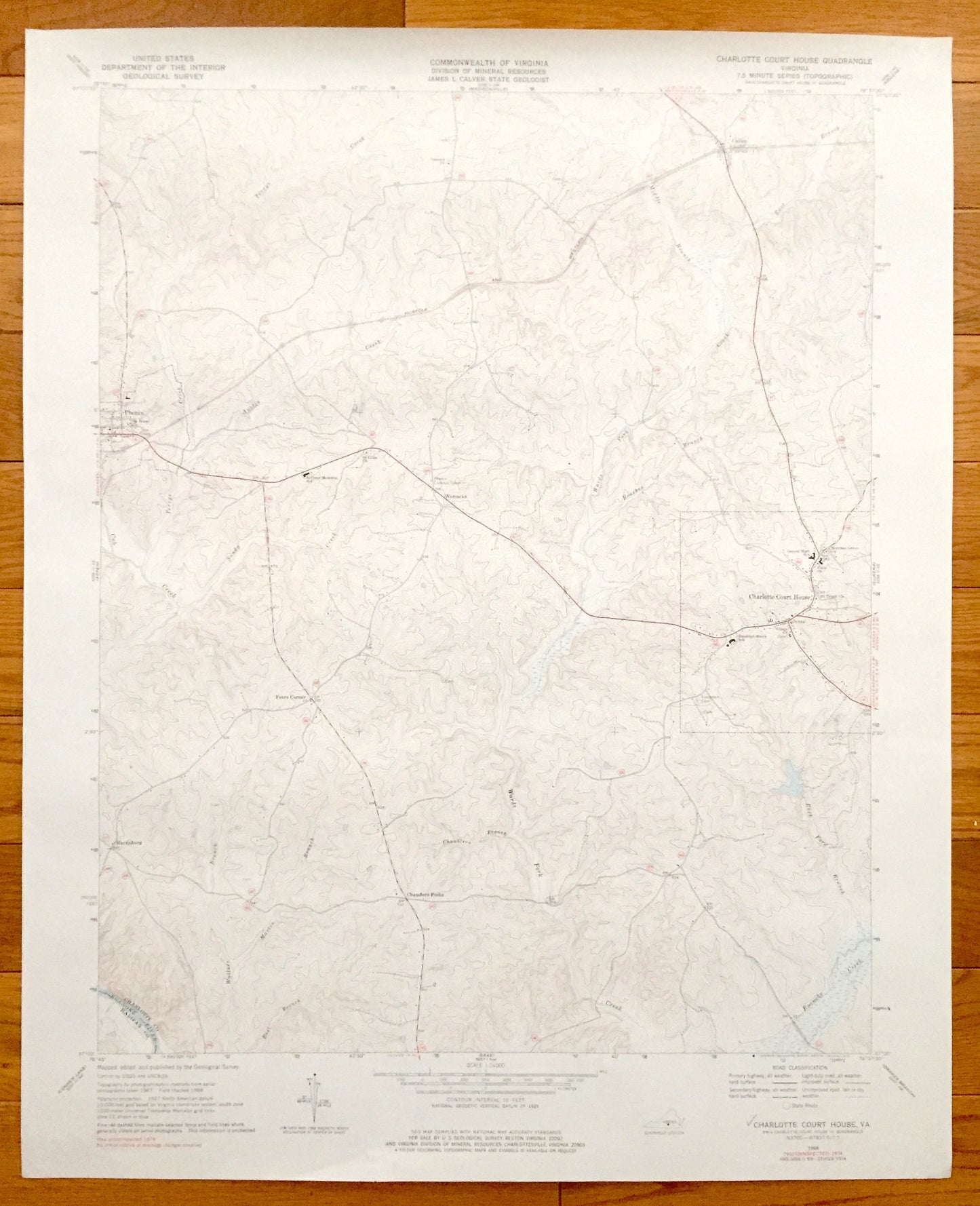 Antique Charlotte Court House, Virginia 1968 US Geological Survey Topographic Map – Chandlers Forks, Phenix, Cullen, Harrisburg, Womacks