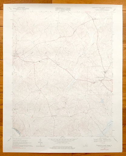 Antique Charlotte Court House, Virginia 1968 US Geological Survey Topographic Map – Chandlers Forks, Phenix, Cullen, Harrisburg, Womacks