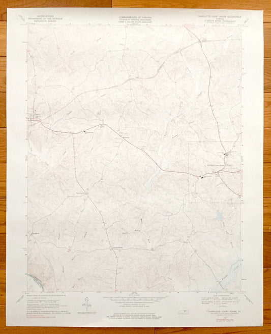Antique Charlotte Court House, Virginia 1968 US Geological Survey Topographic Map – Chandlers Forks, Phenix, Cullen, Harrisburg, Womacks