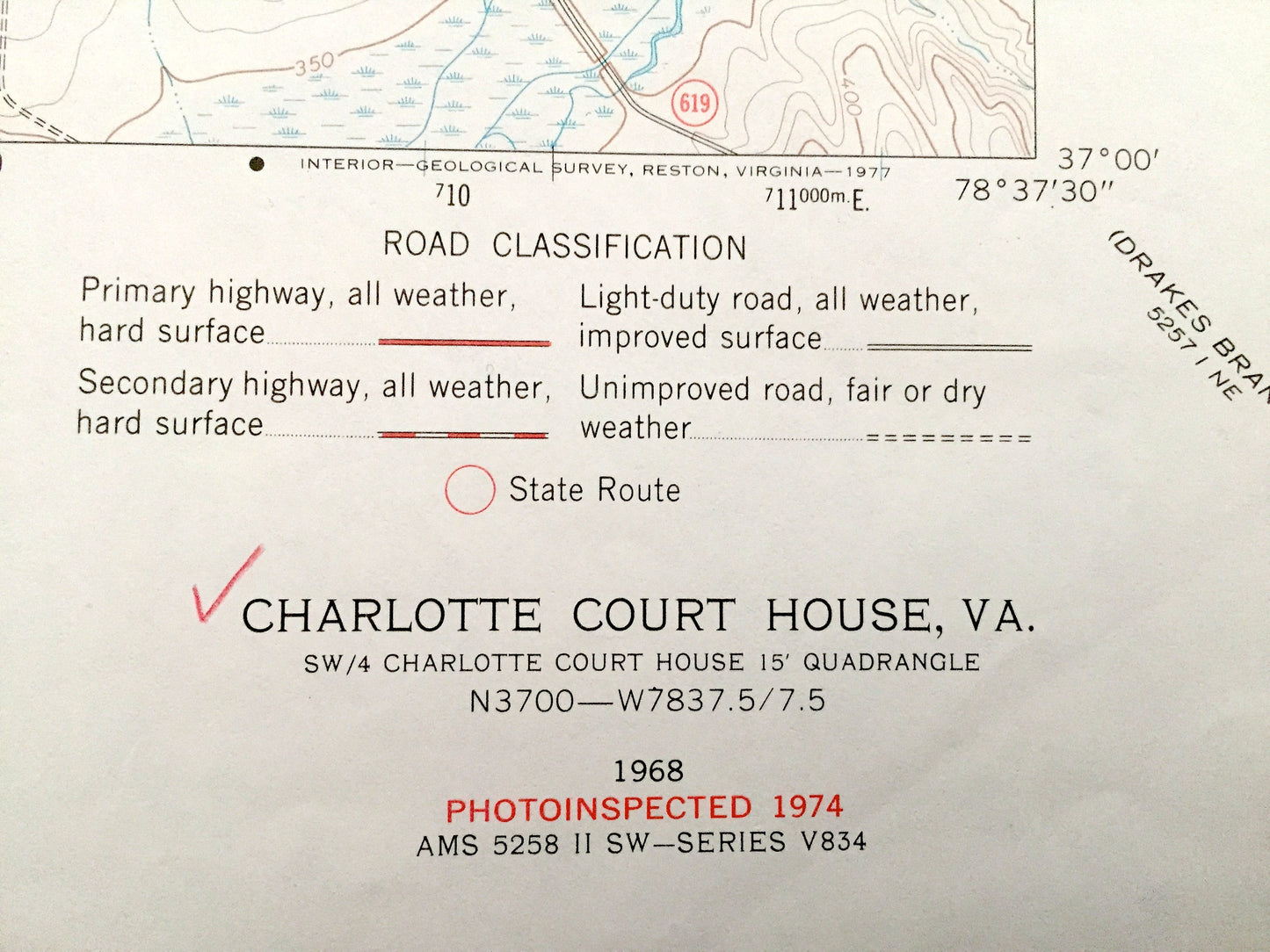 Antique Charlotte Court House, Virginia 1968 US Geological Survey Topographic Map – Chandlers Forks, Phenix, Cullen, Harrisburg, Womacks