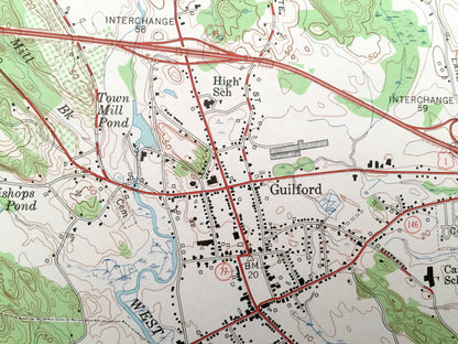 Antique Guilford, Connecticut 1954 US Geological Survey Topographic Map – Madison, Branford, North Branford, Stony Creek New Haven County CT