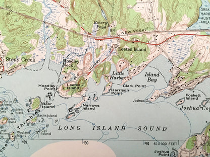 Antique Guilford, Connecticut 1954 US Geological Survey Topographic Map – Madison, Branford, North Branford, Stony Creek New Haven County CT