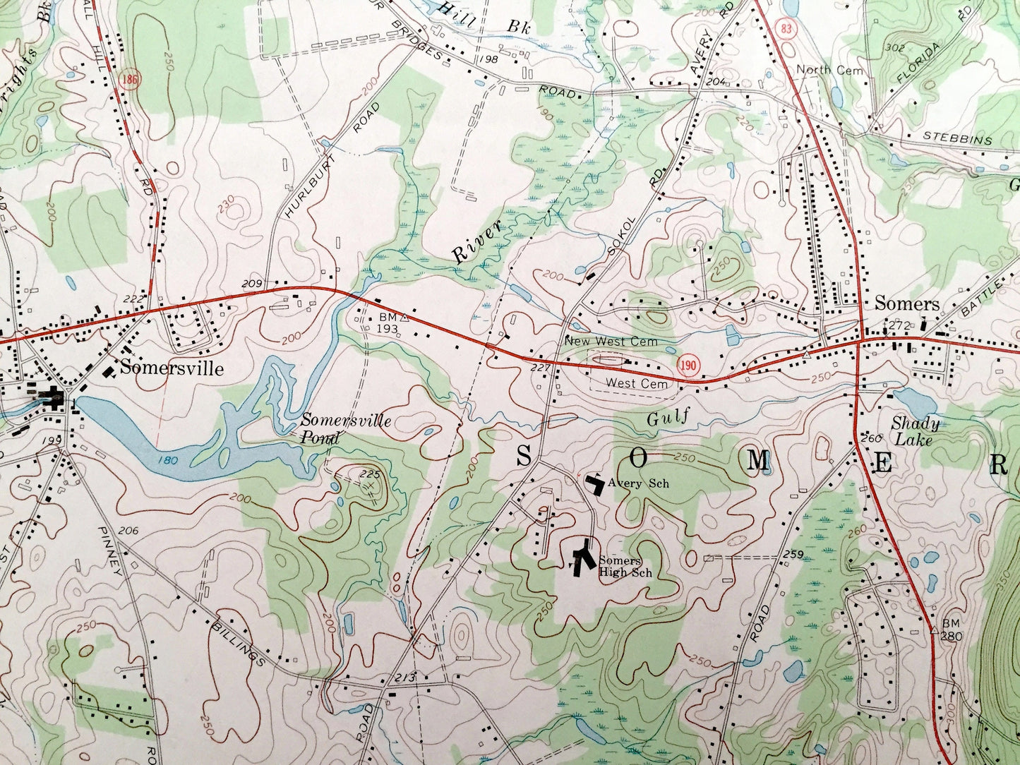 Antique Ellington, Connecticut 1967 US Geological Survey Topographic Map – Stafford, Somers, Tolland, Crystal Lake, Somersville, Enfield, CT