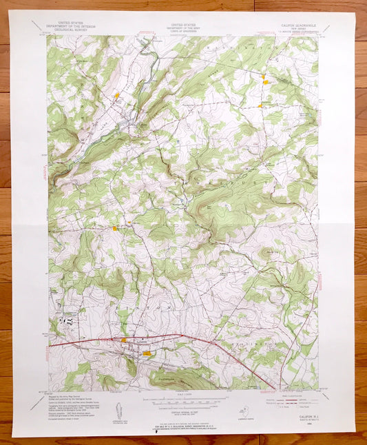 Antique Califon, New Jersey 1954 US Geological Survey Topographic Map – Clinton, Lebanon, Tewksbury Washington Fairmount Hunterdon Morris NJ