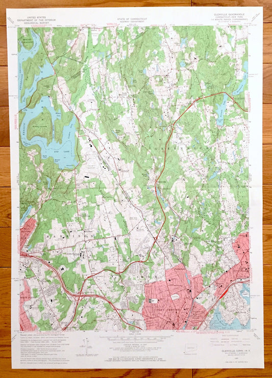 Antique Glenville, Connecticut 1960 US Geological Survey Topographic Map – Greenwich, Mount Pleasant Harrison Purchase Port Chester Byram CT