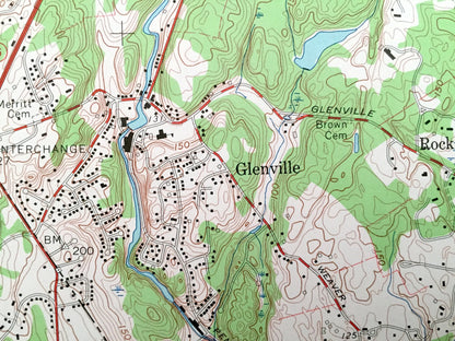 Antique Glenville, Connecticut 1960 US Geological Survey Topographic Map – Greenwich, Mount Pleasant Harrison Purchase Port Chester Byram CT