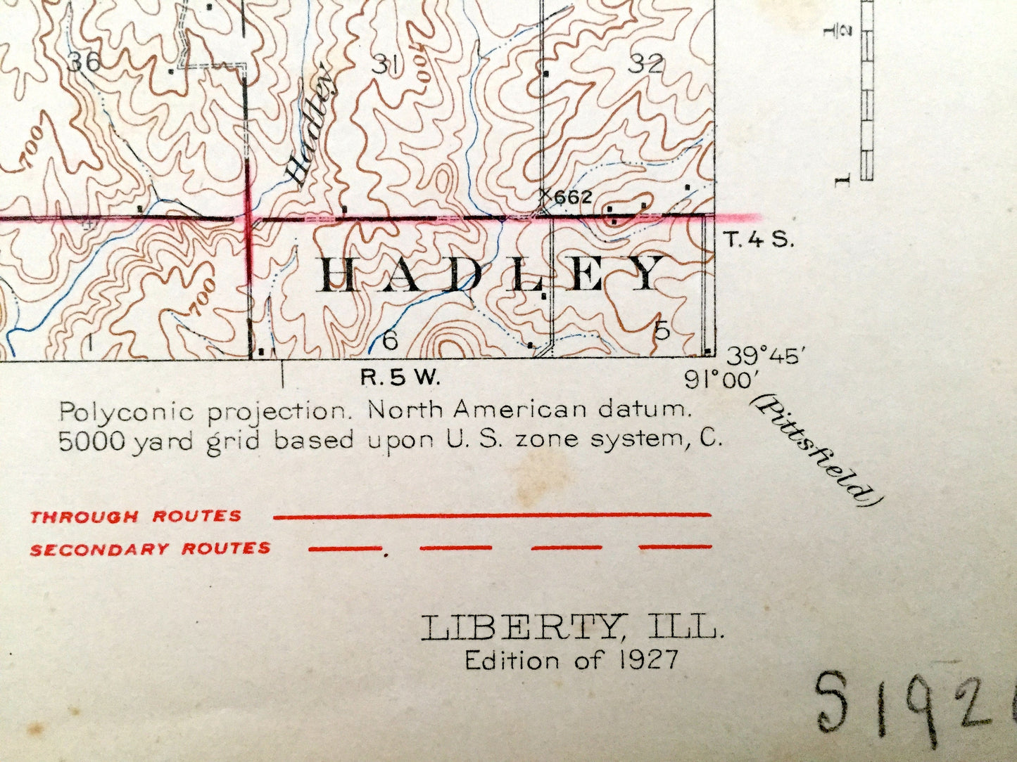 Antique Liberty, Illinois 1927 US Geological Survey Topographic Map – Gilmer, Columbus, Burton, McKee, Payson, Plainville, Richfield Beverly