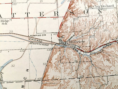 Antique Pearl, Illinois 1930 US Geological Survey Topographic Map – Pike, Calhoun, Greene County, Kampsville, Eldred, Hillview, Bluffdale IL