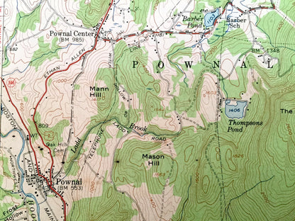 Antique Bennington, Vermont 1954 US Geological Survey Topograph Map – Shaftsbury, Glastenbury, Woodford, Pownal, Stamford Green Mountains VT