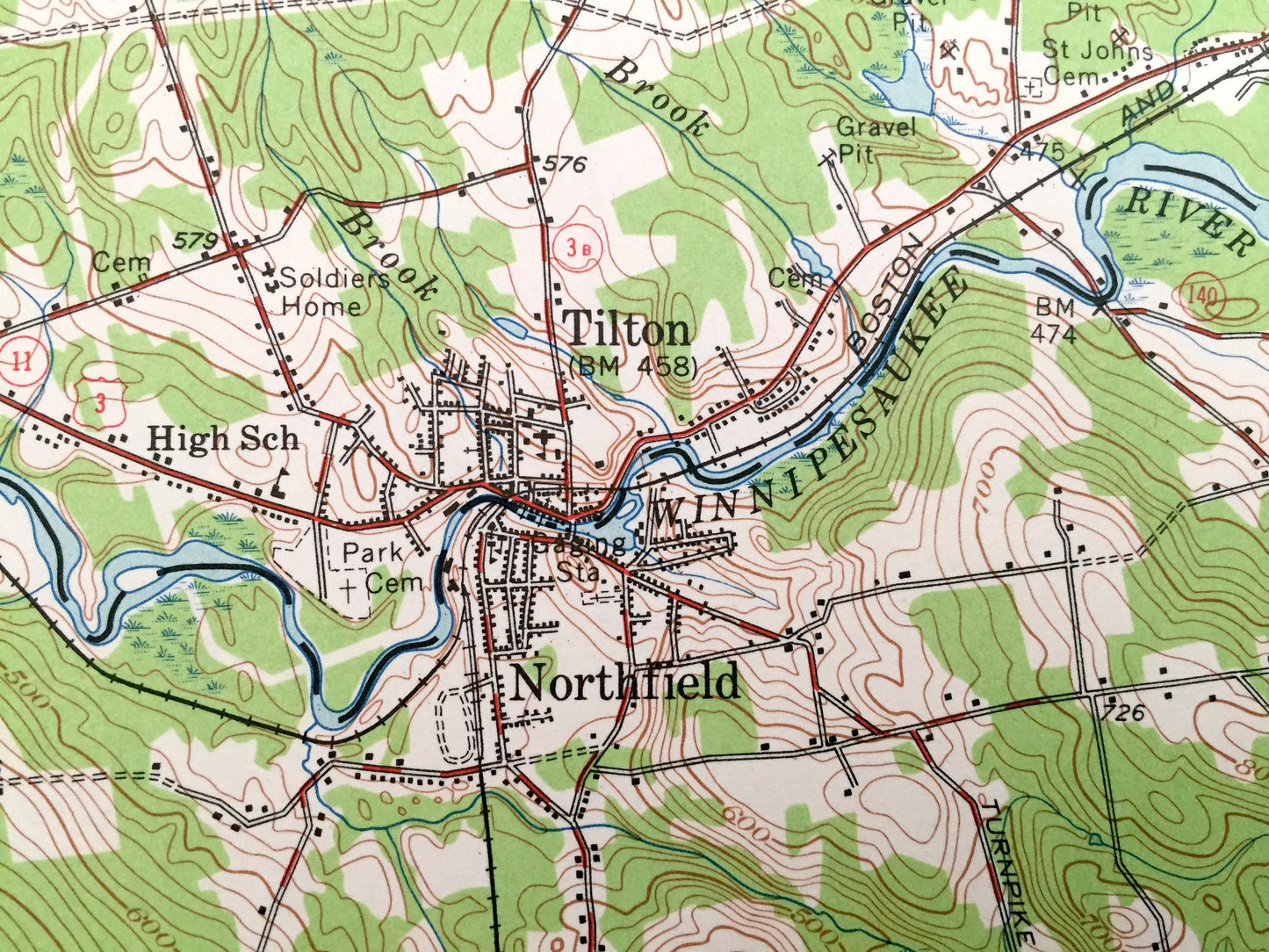 Antique Penacook, New Hampshire 1956 US Geological Survey Topographic Map – Franklin Falls Tilton Salisbury Concord Canterbury Winnisquam NH
