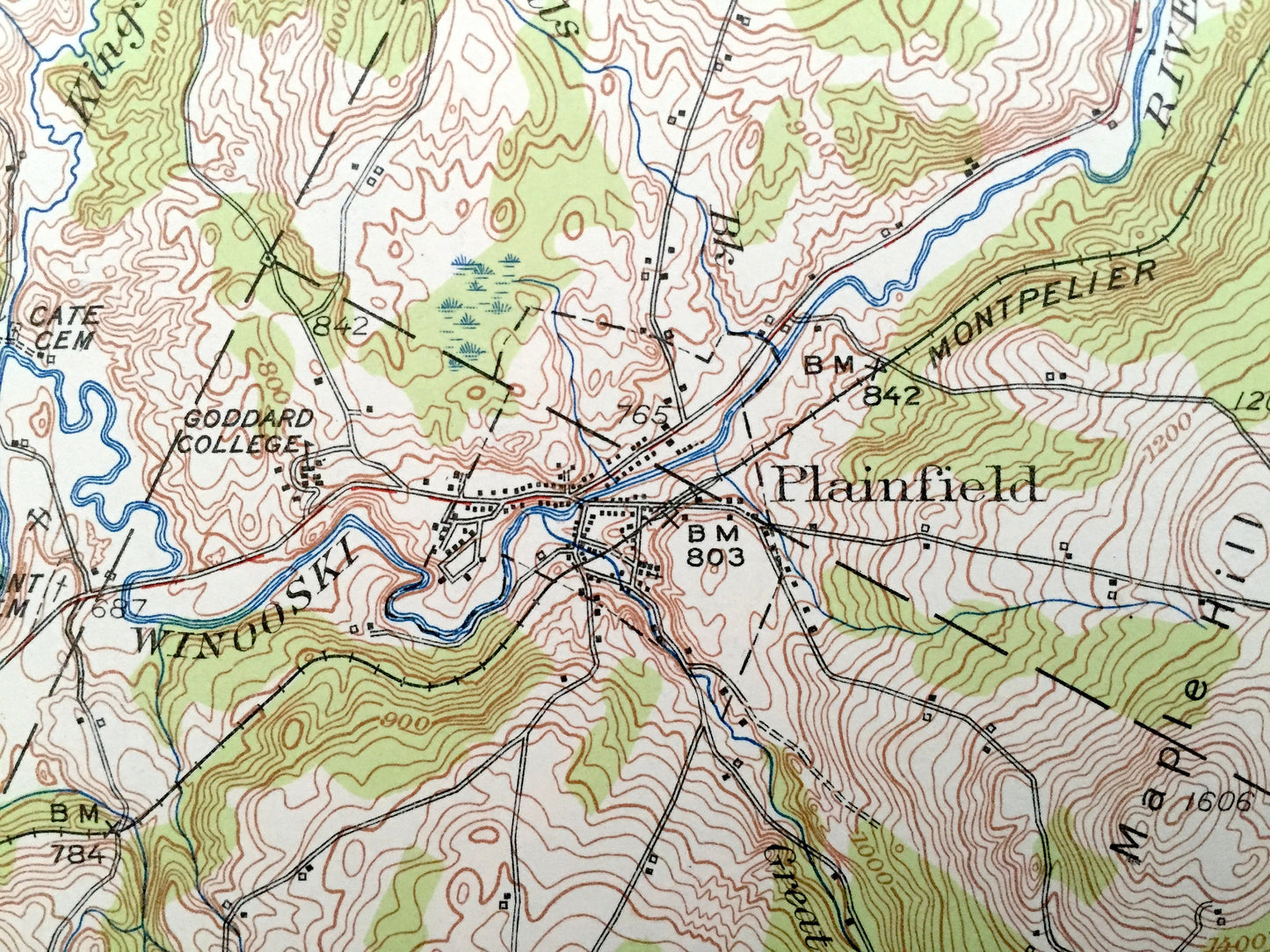 Antique Plainfield, Vermont 1953 US Geological Survey Topographic Map – Caladonia County, Woodbury, Cabot, Marshfield, East Montpelier, VT