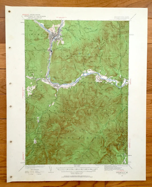 Antique Gorham, New Hampshire 1937 US Geological Survey Topographic Map – Berlin, Success, Shelburne White Mountains Coos County, Carroll NH