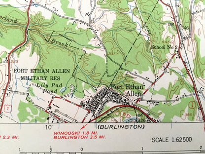 Antique Milton, Vermont 1948 US Geological Survey Topographic Map – Lake Champlain, Georgia, Westford, Cochester, Essex, Burlington, VT