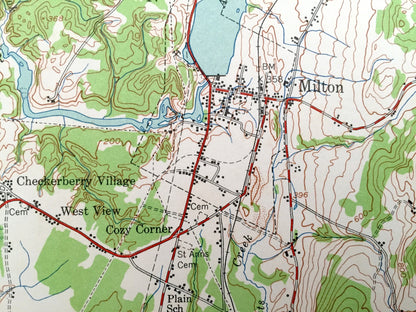 Antique Milton, Vermont 1948 US Geological Survey Topographic Map – Lake Champlain, Georgia, Westford, Cochester, Essex, Burlington, VT