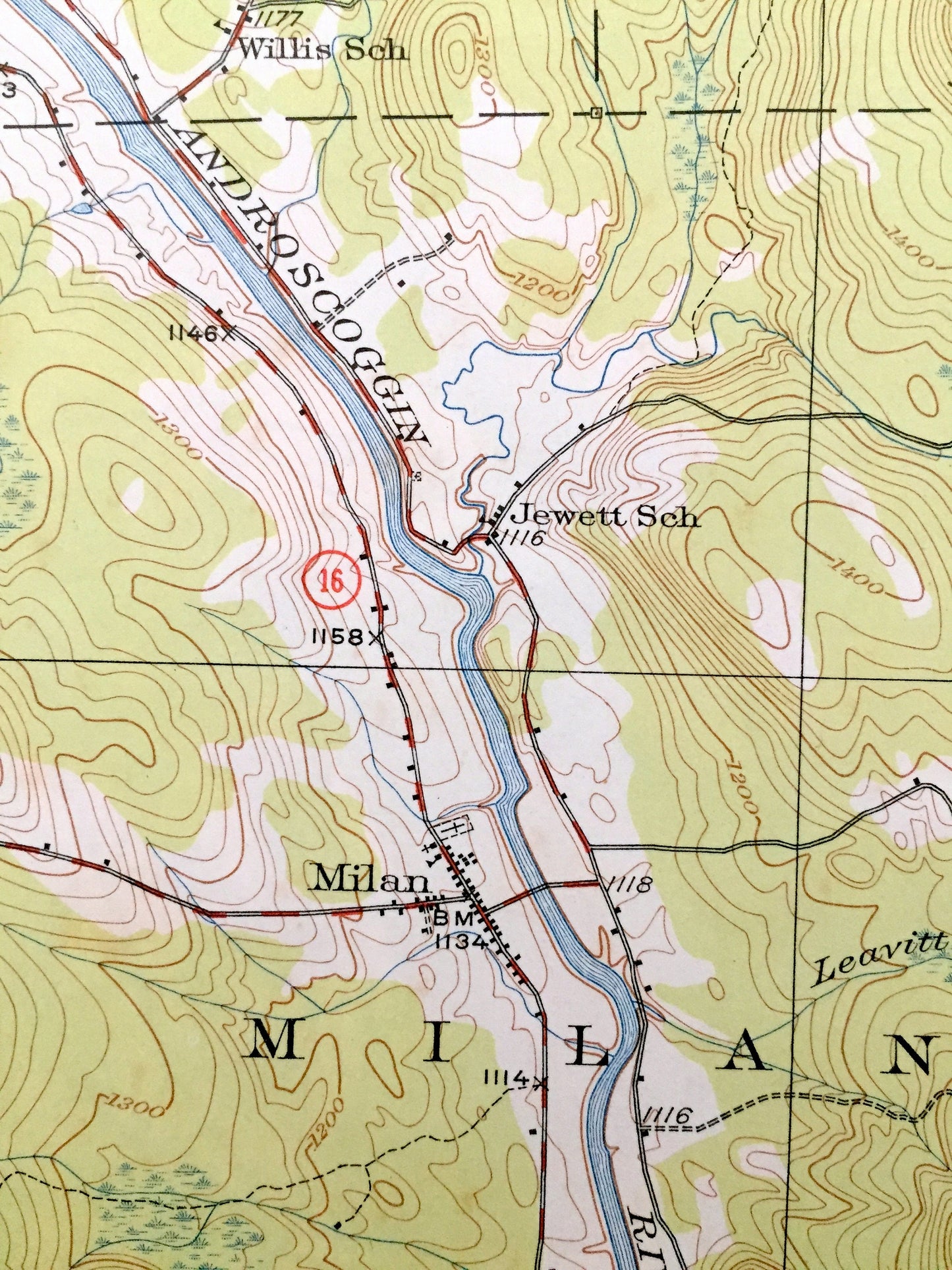 Antique Milan, New Hampshire 1930 US Geological Survey Topographic Map – Umbagog Lake, Errol, Cambridge, Berlin, Dummer Grafton, Maine NH ME