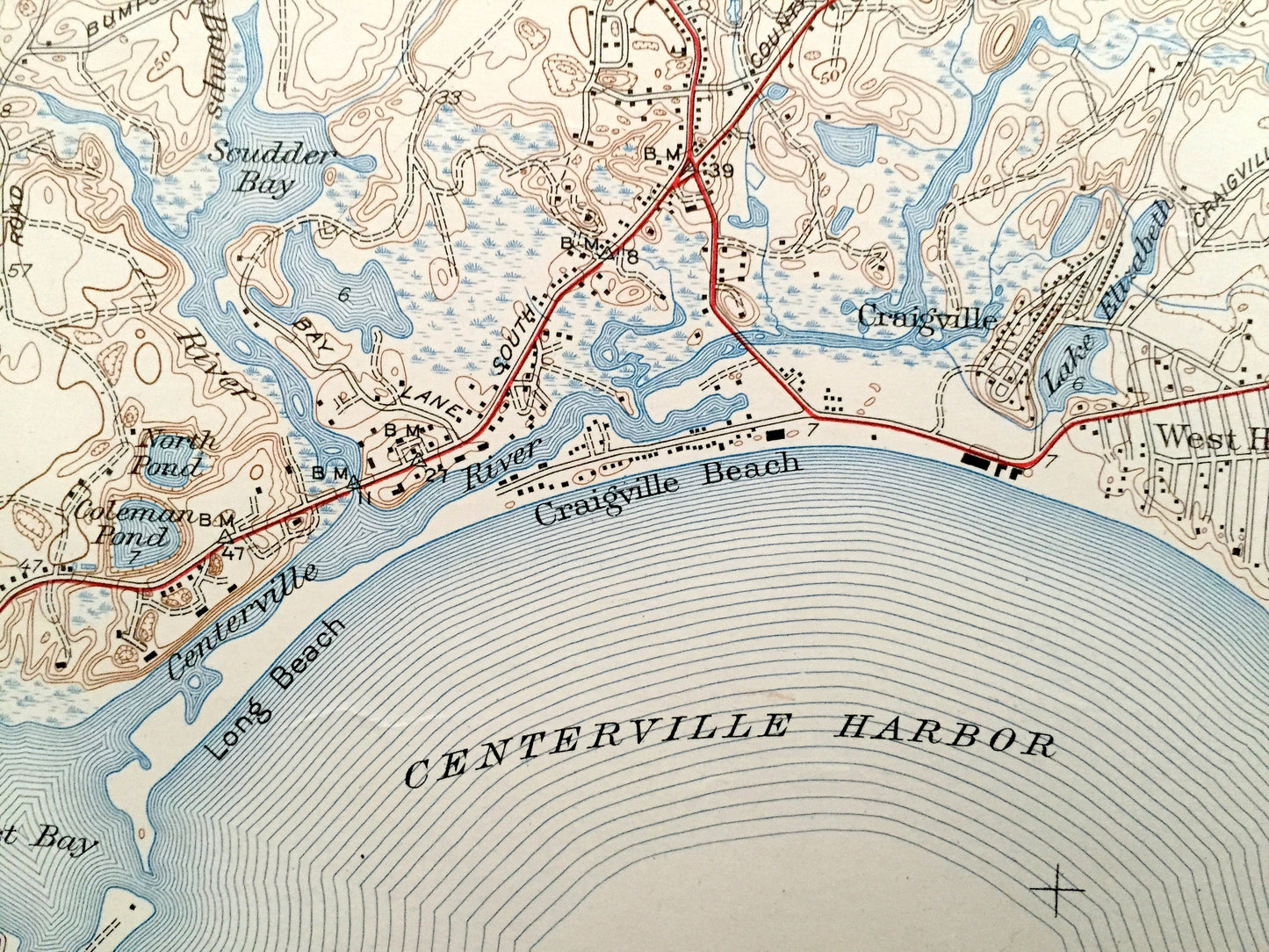 Antique Hyannis, Massachusetts 1942 US Geological Survey Topographic Map – Cape Cod, Hyannisport, Barnstable, Yarmouth, Pond Village, MA