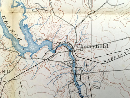 Antique Cherryfield, Maine 1902 US Geological Survey Topographic Map – Steuben, Millbridge, Harrington, Columbia, Addison, Pleasant Bay, ME