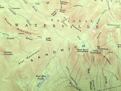Antique Sandwich, New Hampshire 1958 US Geological Survey Topographic Map – Waterville, Moultonbroro, Squam Lake White Mountains Chocorua NH