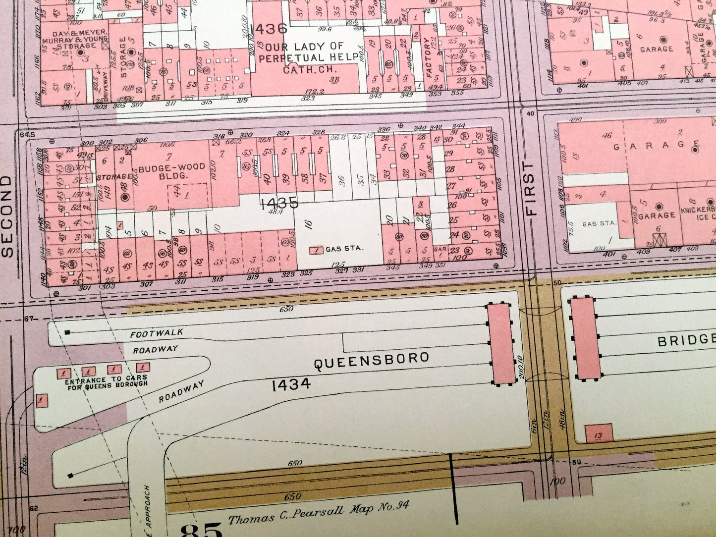 Antique Manhattan, New York City Map from Bromley's 1955 Manhattan Land Book – Upper East Side, Central Park, Lenox Hill, Queensboro Bridge
