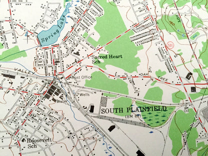 Antique Plainfield, New Jersey 1955 US Geological Survey Topographic Map – Scotch Plains, Dunellen, Green Brook New Brunswick Haven Homes NJ