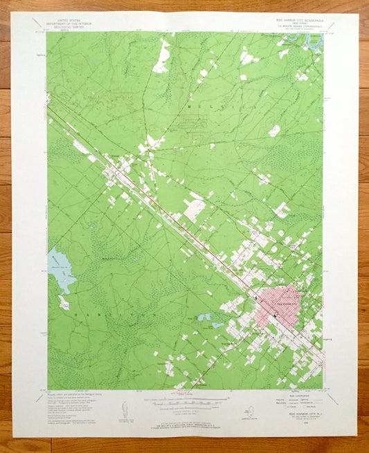 Antique Egg Harbor City, New Jersey 1956 US Geological Survey Topographic Map —  Hamilton, Mullica, Galloway, Devonshire, Elwood