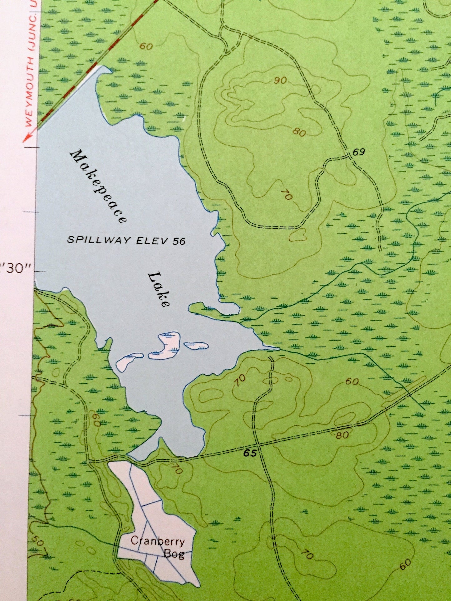 Antique Egg Harbor City, New Jersey 1956 US Geological Survey Topographic Map —  Hamilton, Mullica, Galloway, Devonshire, Elwood